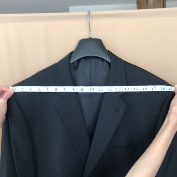 CHAPS  2 Piece Suit Pinstripe 100% Wool Dark Blue - Picture 3 of 14